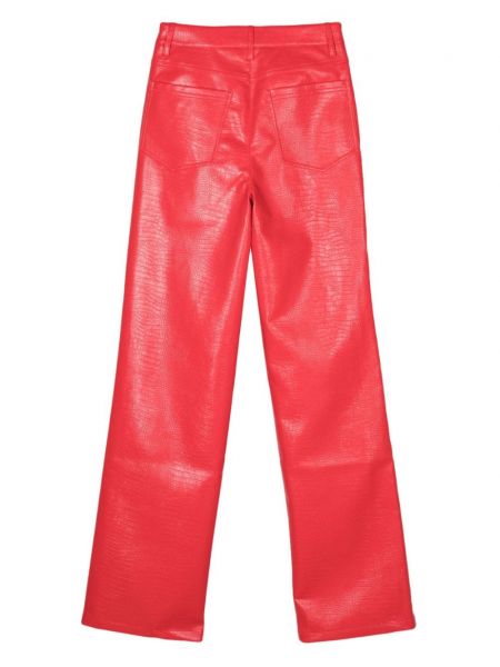 Pantalon droit en cuir Rotate rouge