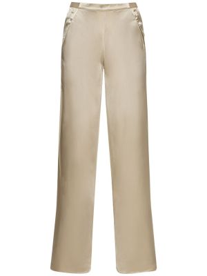 Pantalon taille basse en satin en soie Christopher Esber beige