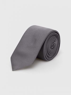 Czarny jedwabny krawat w paski Hugo