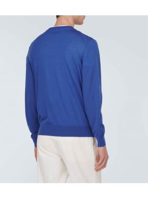Вълнен пуловер Zegna синьо