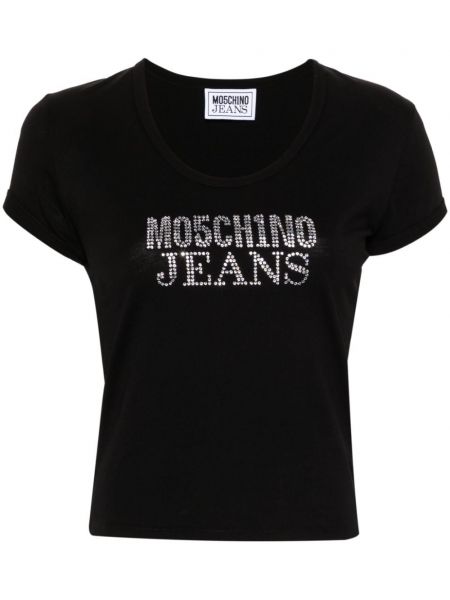 T-shirt mit kristallen Moschino Jeans schwarz