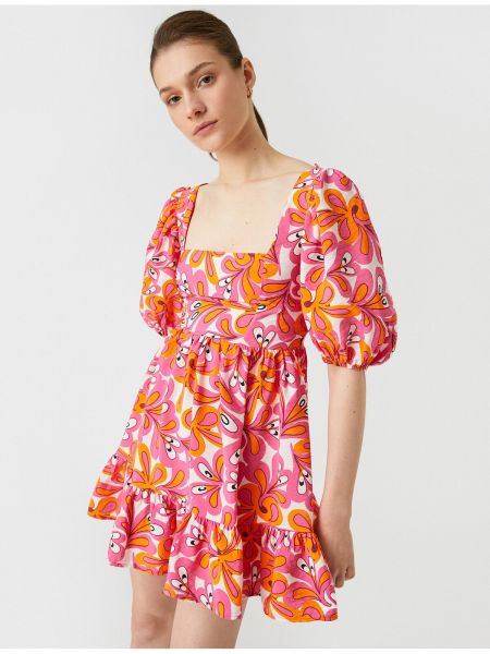 Mini haljina s cvjetnim printom s balon rukavima Koton