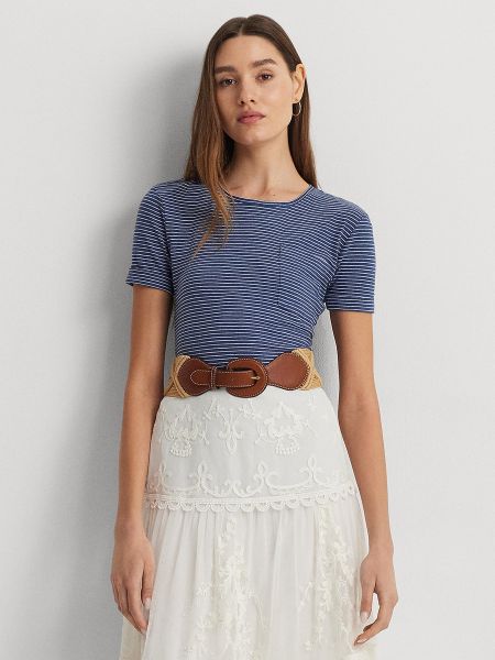 Camiseta de algodón a rayas Lauren Ralph Lauren azul