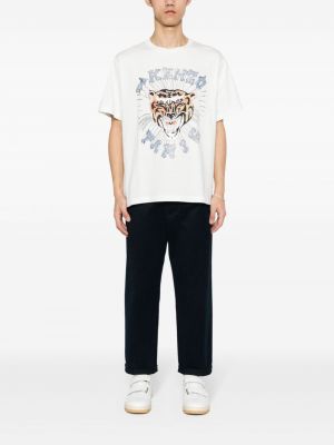 T-shirt à imprimé et imprimé rayures tigre Kenzo blanc