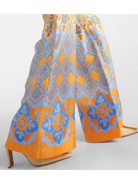 Pantaloni culottes cu talie înaltă de mătase cu imagine La Doublej