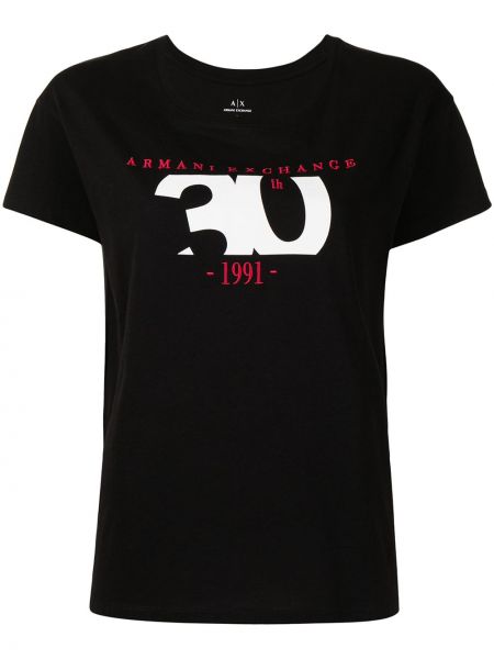 Camiseta con bordado Armani Exchange negro
