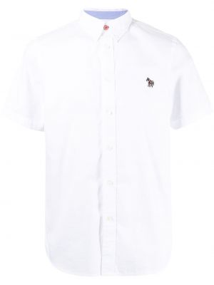 Памучна риза с принт зебра Ps Paul Smith бяло
