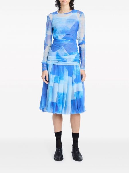 Plisované sukně s potiskem Proenza Schouler modré