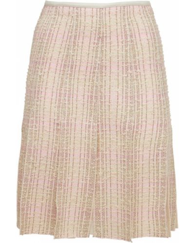 Mini spódniczka bawełniana tweedowa plisowana Giambattista Valli różowa