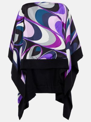 Svilena volnena bluza s potiskom Pucci vijolična
