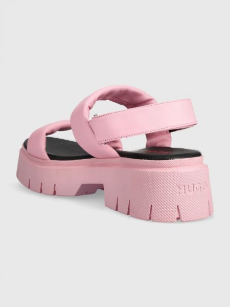 Kožené sandály na platformě Hugo růžové