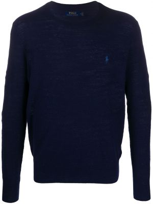 Puloverel cu broderie tricotate Polo Ralph Lauren albastru