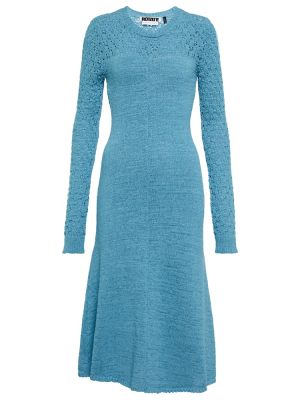 Bavlnené midi šaty Rotate Birger Christensen modrá