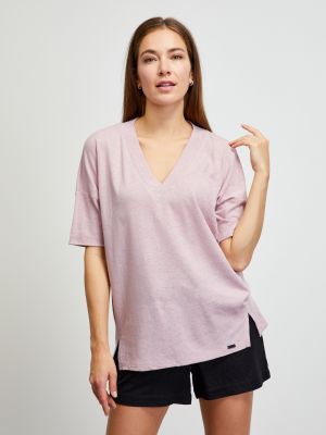 Lněné tričko Zoot.lab růžové