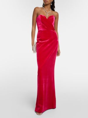 Sametové dlouhé šaty Rebecca Vallance růžové