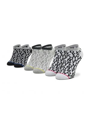Három pár rövid női zokni DKNY - S4_0066T_DKY //Grey Allover Print - Fekete