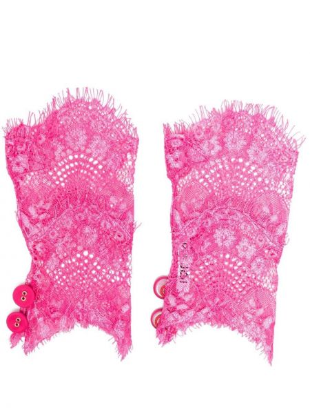 Rękawiczki bez palców koronkowe Parlor, różowy