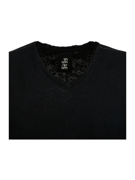 Camiseta de lino de algodón de cuello redondo Thom Krom negro