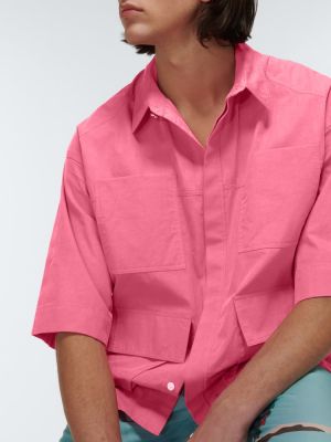 Oversize памучна риза Due Diligence розово