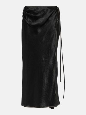Saténová dlhá sukňa Acne Studios čierna