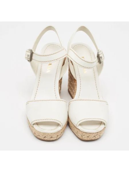 Sandalias de cuero retro Prada Vintage blanco