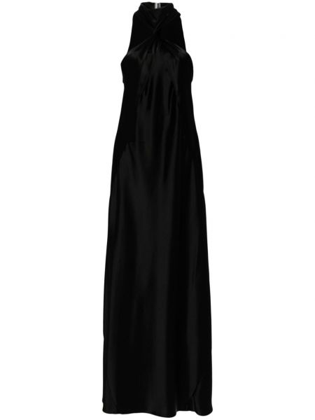 Saténové rozšírené šaty Galvan London čierna