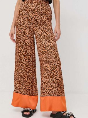Karl Lagerfeld pantaloni femei, culoarea portocaliu, lat, high waist