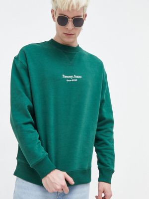 Bluza bawełniana Tommy Jeans zielona