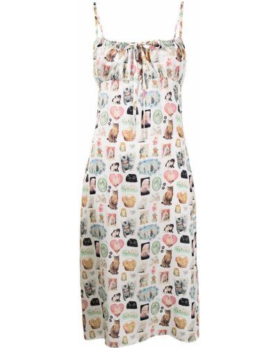 Sukienka midi z printem Ashley Williams, biały