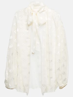 Копринена сатенена блуза Dolce&gabbana бяло
