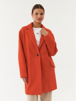 Vlnený priliehavý kabát Boss oranžová