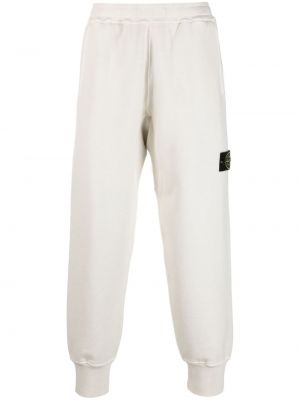 Памучни спортни панталони Stone Island бяло