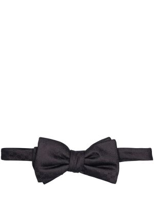 Hodvábna kravata s mašľou s mašľou Gucci čierna