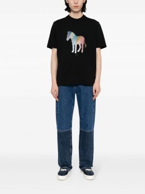 T-shirt en coton à imprimé à imprimé zèbre Ps Paul Smith noir