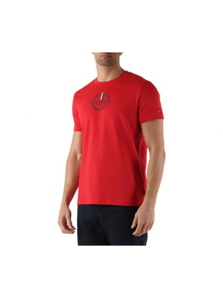 Camiseta slim fit de algodón Tommy Hilfiger rojo
