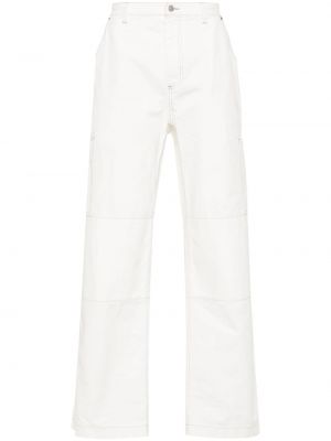 Białe haftowane proste spodnie Mm6 Maison Margiela