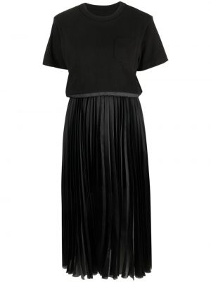Sukienka midi plisowana Sacai czarna