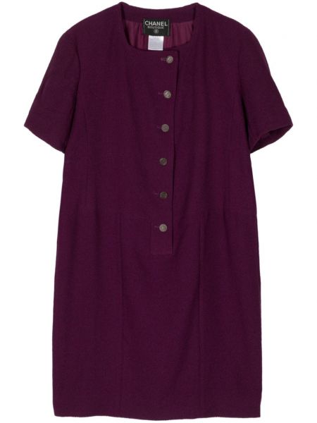 Obleka iz tvida Chanel Pre-owned vijolična
