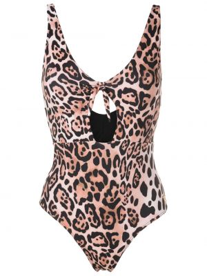 Plavky s potlačou s leopardím vzorom Brigitte hnedá