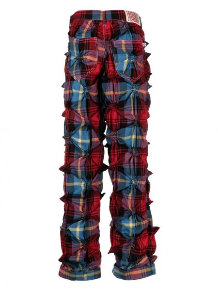 Pantalon droit à carreaux à imprimé Charles Jeffrey Loverboy rouge