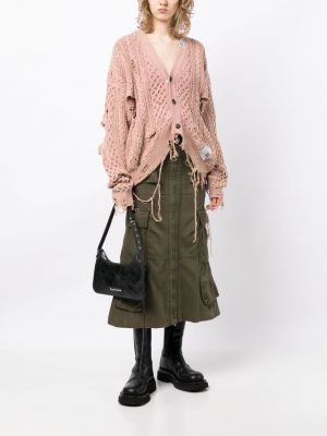 Kardigan s oděrkami Maison Mihara Yasuhiro růžový