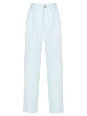 Льняные прямые брюки Forte Dei Marmi Couture голубые