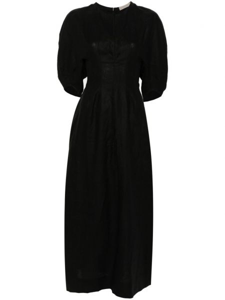 Lněné rovné šaty Faithfull The Brand černé