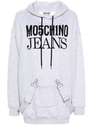 Džínsové šaty s kapucňou Moschino Jeans sivá
