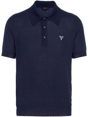 Kašmira polo krekls ar izšuvumiem Prada zils