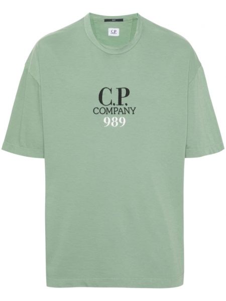 Памучна тениска бродирана C.p. Company зелено