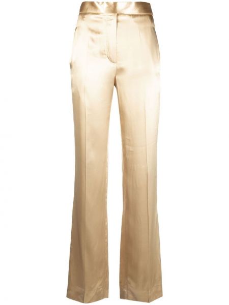 Σατέν παντελόνι με ίσιο πόδι Victoria Beckham κίτρινο