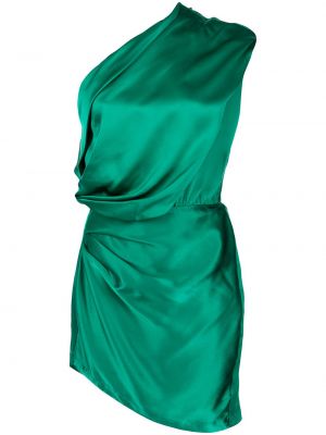 Asimetrična satenska mini obleka Michelle Mason zelena