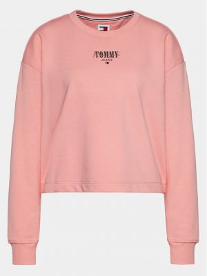 Voľná priliehavá mikina Tommy Jeans ružová