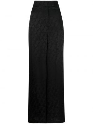 Копринени панталон с принт Fendi черно